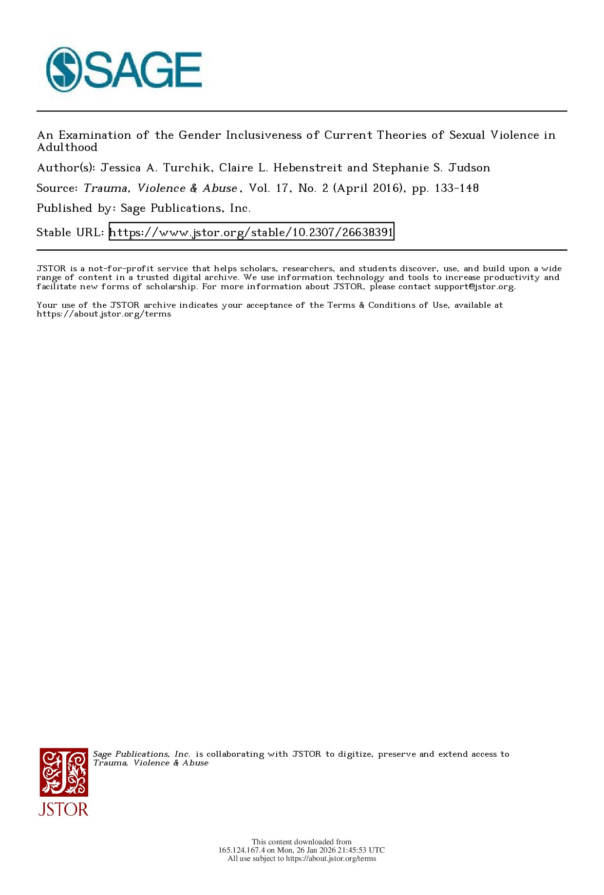 An Examination of the Gender Inclusiveness of Current Theories of Sexual Violence in Adulthood